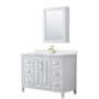 Wyndham Collection Daria 48" Free Standing Single Basin Vanity Set with Cabinet, Quartz Vanity Top, and Medicine Cabinet White / Giotto Quartz Top / Brushed Gold Hardware
