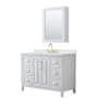 Wyndham Collection Daria 48" Free Standing Single Basin Vanity Set with Cabinet, Quartz Vanity Top, and Medicine Cabinet White / Giotto Quartz Top / Brushed Gold Hardware