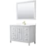 Wyndham Collection Daria 48" Free Standing Single Basin Vanity Set with Cabinet, Cultured Marble Vanity Top, and Framed Mirror White / White Cultured Marble Top / Brushed Gold Hardware