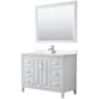 Wyndham Collection Daria 48" Free Standing Single Basin Vanity Set with Cabinet, Cultured Marble Vanity Top, and Framed Mirror White / Carrara Cultured Marble Top / Polished Chrome Hardware