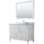 Wyndham Collection Daria 48" Free Standing Single Vanity Set with MDF Cabinet, Marble Vanity Top, Undermount Sink, and Framed Mirror White / White Carrara Marble Top / Polished Chrome Hardware
