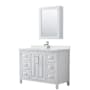Wyndham Collection Daria 48" Free Standing Single Basin Vanity Set with Cabinet, Quartz Vanity Top, and Medicine Cabinet White / Giotto Quartz Top / Polished Chrome Hardware