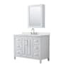 Wyndham Collection Daria 48" Free Standing Single Basin Vanity Set with Cabinet, Quartz Vanity Top, and Medicine Cabinet White / Giotto Quartz Top / Polished Chrome Hardware