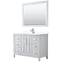 Wyndham Collection Daria 48" Free Standing Single Basin Vanity Set with Cabinet, Cultured Marble Vanity Top, and Framed Mirror White / White Cultured Marble Top / Polished Chrome Hardware