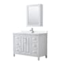 Wyndham Collection Daria 48" Free Standing Single Basin Vanity Set with Cabinet, Quartz Vanity Top, and Medicine Cabinet White / White Quartz Top / Polished Chrome Hardware