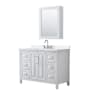 Wyndham Collection Daria 48" Free Standing Single Basin Vanity Set with Cabinet, Quartz Vanity Top, and Medicine Cabinet White / White Quartz Top / Polished Chrome Hardware