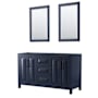 Wyndham Collection Daria 59" Double Free Standing Vanity Cabinet - Less Vanity Top Dark Blue / Matte Black Hardware
