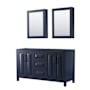 Wyndham Collection Daria 59" Double Free Standing Vanity Cabinet - Less Vanity Top Dark Blue / Matte Black Hardware