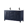 Wyndham Collection Daria 60" Free Standing Double Basin Vanity Set with Cabinet and Cultured Marble Vanity Top Dark Blue / White Cultured Marble Top / Matte Black Hardware
