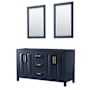 Wyndham Collection Daria 59" Double Free Standing Vanity Cabinet - Less Vanity Top Dark Blue / Brushed Gold Hardware