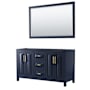 Wyndham Collection Daria 59" Double Free Standing Vanity Cabinet - Less Vanity Top Dark Blue / Brushed Gold Hardware