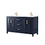 Wyndham Collection Daria 60" Free Standing Double Basin Vanity Set with Cabinet and Cultured Marble Vanity Top Dark Blue / White Cultured Marble Top / Brushed Gold Hardware