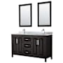Wyndham Collection Daria 60" Free Standing Double Vanity Set with MDF Cabinet, Marble Vanity Top, 2 Undermount Sinks, and 2 Framed Mirrors Dark Espresso / White Carrara Marble Top / Polished Chrome Hardware