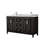 Wyndham Collection Daria 60" Free Standing Double Vanity Set with MDF Cabinet, Marble Vanity Top, and 2 Undermount Sinks Dark Espresso / White Carrara Marble Top / Polished Chrome Hardware