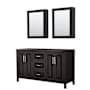 Wyndham Collection Daria 59" Double Free Standing Vanity Cabinet - Less Vanity Top Dark Espresso / Polished Chrome Hardware