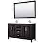 Wyndham Collection Daria 60" Free Standing Double Basin Vanity Set with Cabinet, Cultured Marble Vanity Top, and Framed Mirror Dark Espresso / White Cultured Marble Top / Polished Chrome Hardware
