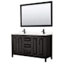 Wyndham Collection Daria 60" Free Standing Double Basin Vanity Set with Cabinet, Cultured Marble Vanity Top, and Framed Mirror Dark Espresso / Carrara Cultured Marble Top / Matte Black Hardware