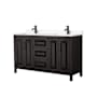 Wyndham Collection Daria 60" Free Standing Double Basin Vanity Set with Cabinet and Cultured Marble Vanity Top Dark Espresso / Carrara Cultured Marble Top / Matte Black Hardware