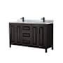 Wyndham Collection Daria 60" Free Standing Double Vanity Set with MDF Cabinet, Marble Vanity Top, and 2 Undermount Sinks Dark Espresso / White Carrara Marble Top / Matte Black Hardware