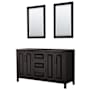 Wyndham Collection Daria 59" Double Free Standing Vanity Cabinet - Less Vanity Top Dark Espresso / Matte Black Hardware