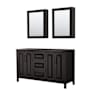 Wyndham Collection Daria 59" Double Free Standing Vanity Cabinet - Less Vanity Top Dark Espresso / Matte Black Hardware