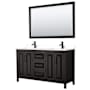 Wyndham Collection Daria 60" Free Standing Double Basin Vanity Set with Cabinet, Cultured Marble Vanity Top, and Framed Mirror Dark Espresso / White Cultured Marble Top / Matte Black Hardware