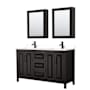 Wyndham Collection Daria 60" Free Standing Double Basin Vanity Set with Cabinet, Cultured Marble Vanity Top, and Medicine Cabinet Dark Espresso / White Cultured Marble Top / Matte Black Hardware