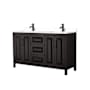 Wyndham Collection Daria 60" Free Standing Double Basin Vanity Set with Cabinet and Cultured Marble Vanity Top Dark Espresso / White Cultured Marble Top / Matte Black Hardware