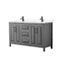 Wyndham Collection Daria 60" Free Standing Double Basin Vanity Set with Cabinet and Cultured Marble Vanity Top Dark Gray / Carrara Cultured Marble Top / Matte Black Hardware
