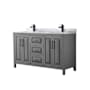 Wyndham Collection Daria 60" Free Standing Double Vanity Set with MDF Cabinet, Marble Vanity Top, and 2 Undermount Sinks Dark Gray / White Carrara Marble Top / Matte Black Hardware