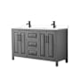 Wyndham Collection Daria 60" Free Standing Double Basin Vanity Set with Cabinet and Cultured Marble Vanity Top Dark Gray / White Cultured Marble Top / Matte Black Hardware