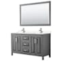 Wyndham Collection Daria 60" Free Standing Double Basin Vanity Set with Cabinet, Cultured Marble Vanity Top, and Framed Mirror Dark Gray / Carrara Cultured Marble Top / Polished Chrome Hardware