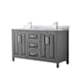 Wyndham Collection Daria 60" Free Standing Double Vanity Set with MDF Cabinet, Marble Vanity Top, and 2 Undermount Sinks Dark Gray / White Carrara Marble Top / Polished Chrome Hardware