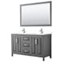 Wyndham Collection Daria 60" Free Standing Double Basin Vanity Set with Cabinet, Cultured Marble Vanity Top, and Framed Mirror Dark Gray / White Cultured Marble Top / Polished Chrome Hardware