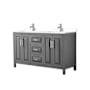 Wyndham Collection Daria 60" Free Standing Double Basin Vanity Set with Cabinet and Cultured Marble Vanity Top Dark Gray / White Cultured Marble Top / Polished Chrome Hardware