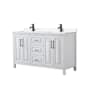 Wyndham Collection Daria 60" Free Standing Double Basin Vanity Set with Cabinet and Cultured Marble Vanity Top White / Carrara Cultured Marble Top / Matte Black Hardware