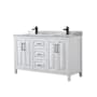 Wyndham Collection Daria 60" Free Standing Double Vanity Set with MDF Cabinet, Marble Vanity Top, and 2 Undermount Sinks White / White Carrara Marble Top / Matte Black Hardware