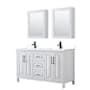 Wyndham Collection Daria 60" Free Standing Double Basin Vanity Set with Cabinet, Cultured Marble Vanity Top, and Medicine Cabinet White / White Cultured Marble Top / Matte Black Hardware