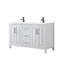 Wyndham Collection Daria 60" Free Standing Double Basin Vanity Set with Cabinet and Cultured Marble Vanity Top White / White Cultured Marble Top / Matte Black Hardware