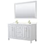 Wyndham Collection Daria 60" Free Standing Double Basin Vanity Set with Cabinet, Cultured Marble Vanity Top, and Framed Mirror White / Carrara Cultured Marble Top / Brushed Gold Hardware