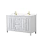 Wyndham Collection Daria 60" Free Standing Double Basin Vanity Set with Cabinet and Cultured Marble Vanity Top White / Carrara Cultured Marble Top / Brushed Gold Hardware