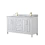 Wyndham Collection Daria 60" Free Standing Double Vanity Set with MDF Cabinet, Marble Vanity Top, and 2 Undermount Sinks White / White Carrara Marble Top / Brushed Gold Hardware