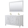 Wyndham Collection Daria 60" Free Standing Double Basin Vanity Set with Cabinet, Cultured Marble Vanity Top, and Framed Mirror White / White Cultured Marble Top / Brushed Gold Hardware