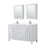 Wyndham Collection Daria 60" Free Standing Double Basin Vanity Set with Cabinet, Cultured Marble Vanity Top, and Medicine Cabinet White / Carrara Cultured Marble Top / Polished Chrome Hardware