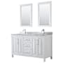 Wyndham Collection Daria 60" Free Standing Double Vanity Set with MDF Cabinet, Marble Vanity Top, 2 Undermount Sinks, and 2 Framed Mirrors White / White Carrara Marble Top / Polished Chrome Hardware