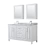 Wyndham Collection Daria 60" Free Standing Double Vanity Set with MDF Cabinet, Marble Vanity Top, 2 Undermount Sinks, and 2 Medicine Cabinets White / White Carrara Marble Top / Polished Chrome Hardware