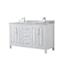 Wyndham Collection Daria 60" Free Standing Double Vanity Set with MDF Cabinet, Marble Vanity Top, and 2 Undermount Sinks White / White Carrara Marble Top / Polished Chrome Hardware