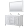 Wyndham Collection Daria 60" Free Standing Double Basin Vanity Set with Cabinet, Cultured Marble Vanity Top, and Framed Mirror White / White Cultured Marble Top / Polished Chrome Hardware