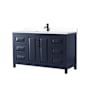 Wyndham Collection Daria 60" Free Standing Single Basin Vanity Set with Cabinet and Cultured Marble Vanity Top Dark Blue / White Cultured Marble Top / Matte Black Hardware