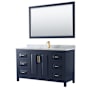 Wyndham Collection Daria 60" Free Standing Single Vanity Set with MDF Cabinet, Marble Vanity Top, Undermount Sink, and Framed Mirror Dark Blue